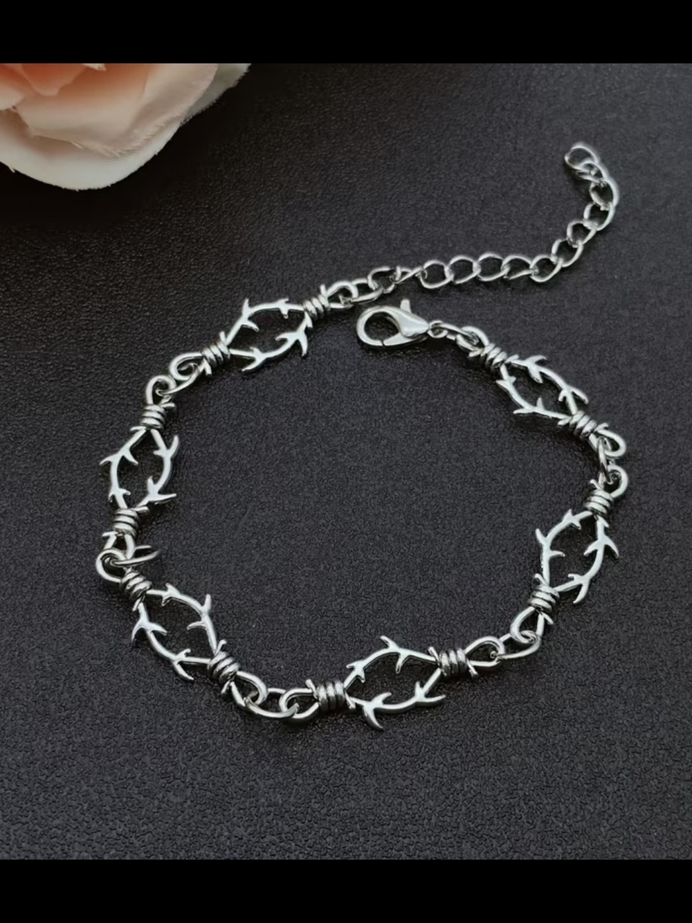 Silver Thorn Barbwire Link Bracelet